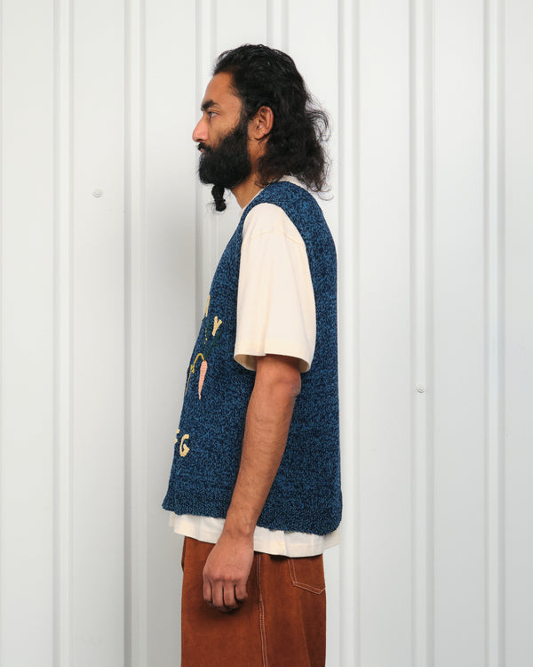 Story Mfg. Party Knit Vest - Indigo Carrots