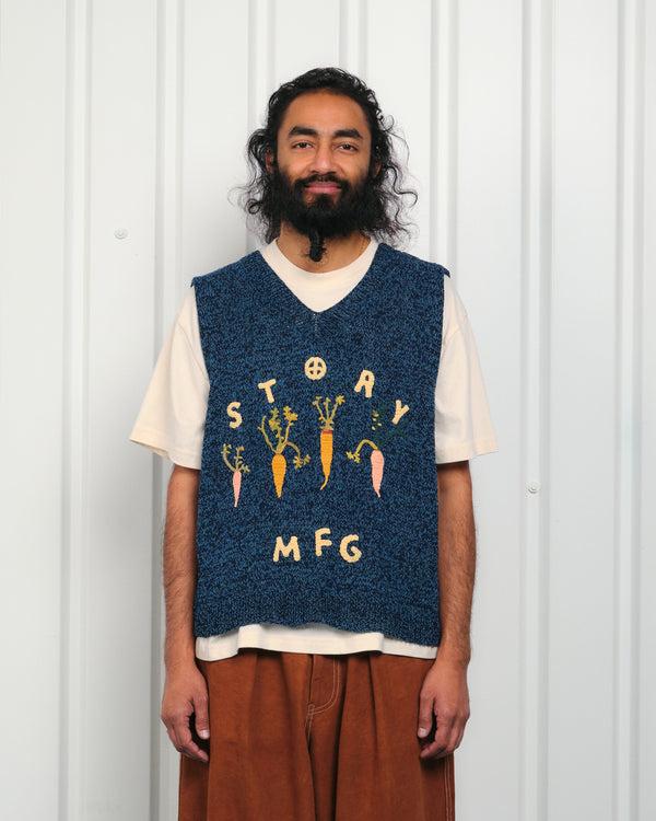 story mfg. Party Knit Vest - Indigo Carrots