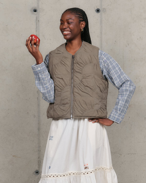story mfg. Pluto Vest - Khaki Wandering Patchwork