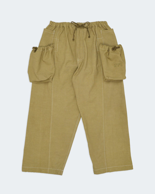 Story Mfg. Salt Pants - Olive Contrast Slub