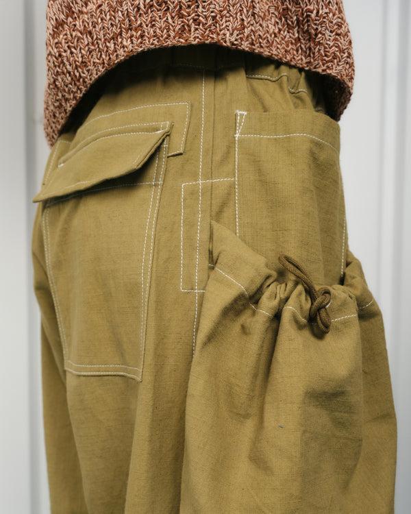 Story Mfg. Salt Pants - Olive Contrast Slub