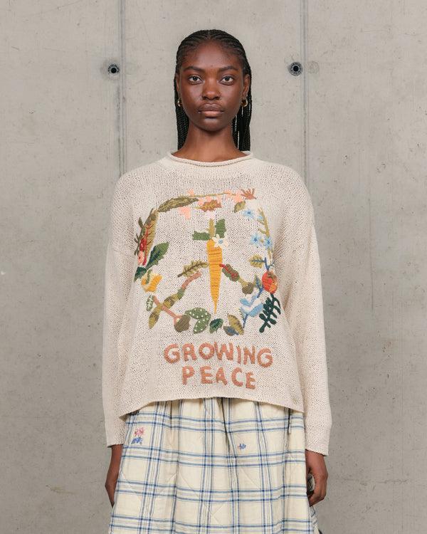 story mfg. Twinsun Knit Rollneck - Ecru Growing Peace