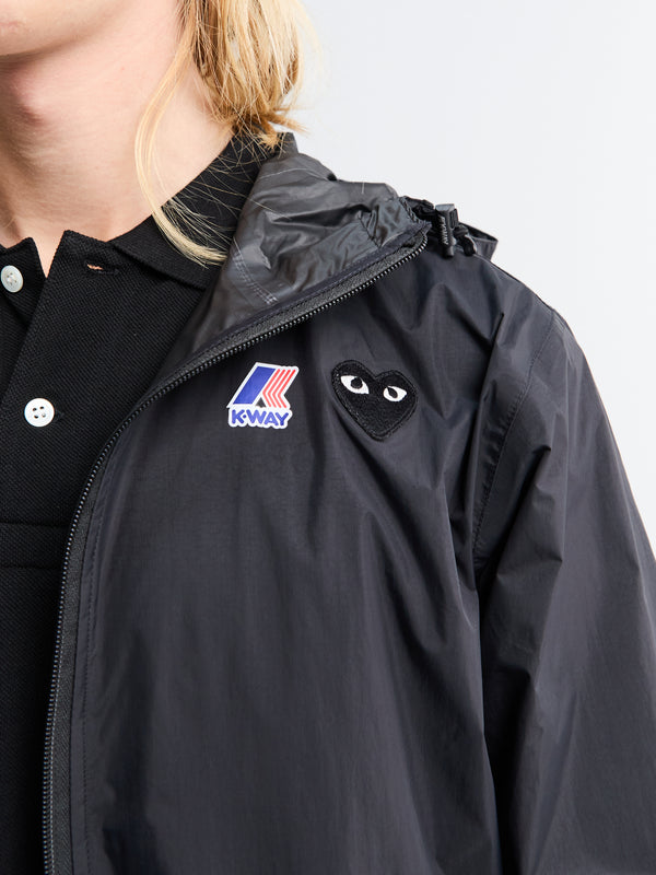 Stoy CDG Play X K Way Full Zip Packable Jacket In Black