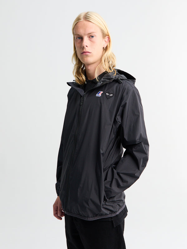 Stoy CDG Play X K Way Full Zip Packable Jacket In Black