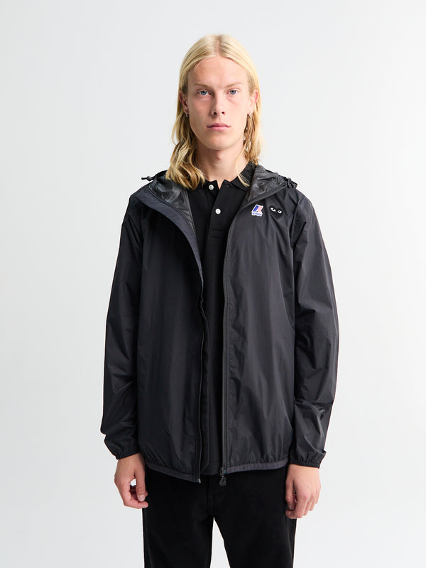 stoy CDG Play x K Way Full Zip Packable Jacket in Black