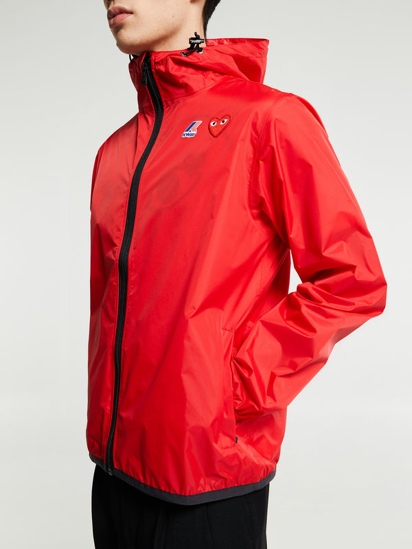 Stoy CDG Play X K Way Full Zip Packable Jacket In Red
