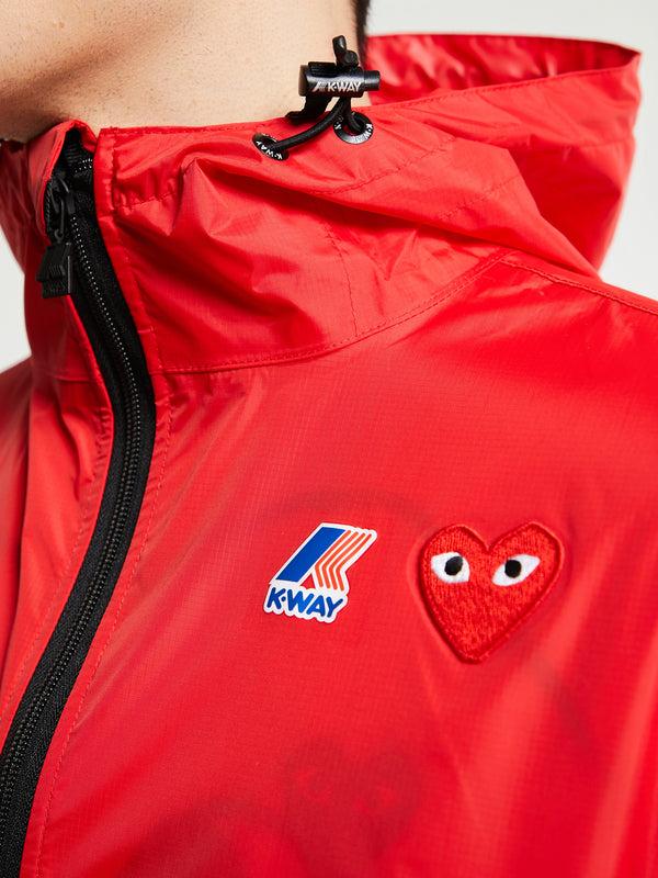 Stoy CDG Play X K Way Full Zip Packable Jacket In Red