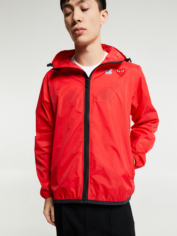 stoy CDG Play x K Way Full Zip Packable Jacket in Red