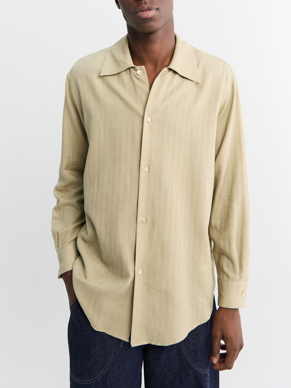 Stoy Cotton Cashmere Herringbone Shirt In Light Khaki