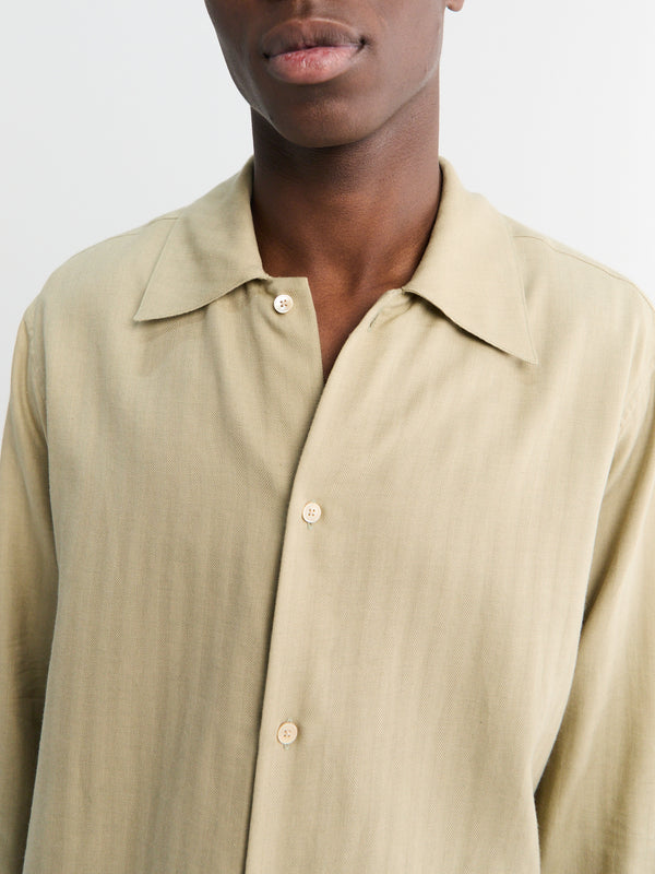 Stoy Cotton Cashmere Herringbone Shirt In Light Khaki