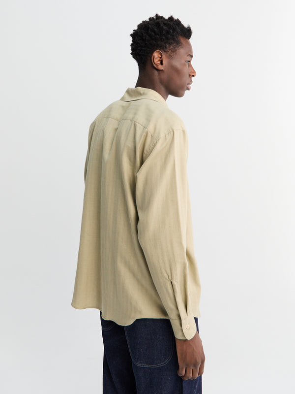 Stoy Cotton Cashmere Herringbone Shirt In Light Khaki