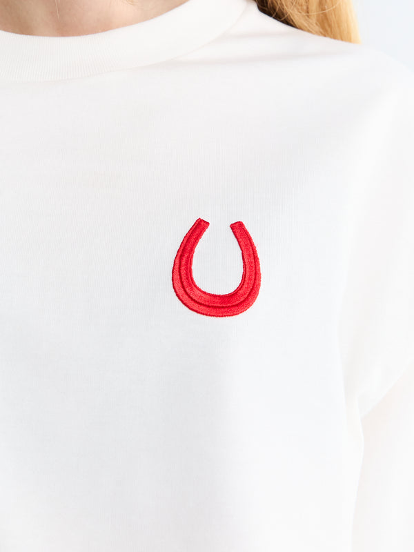 Stoy Crewneck Shortsleeved Embroidered T-shirt In Porcelain