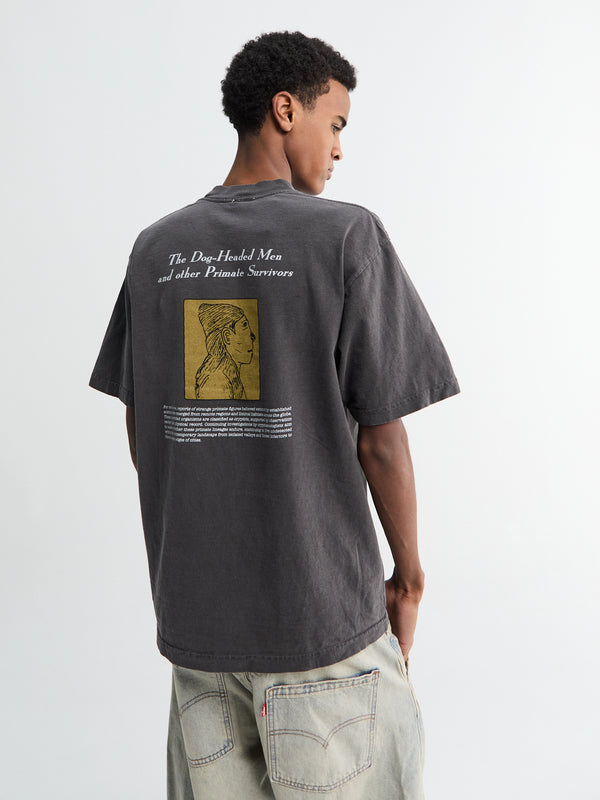 Stoy Dog Headed Men Short-Sleeved T-shirt In Washed Black