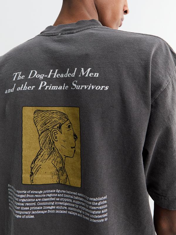 Stoy Dog Headed Men Short-Sleeved T-shirt In Washed Black