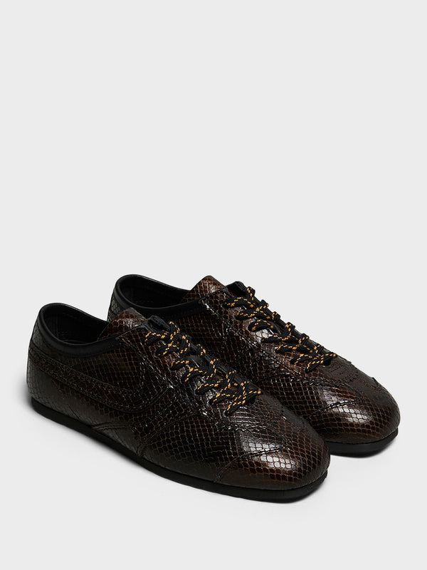 Stoy Dustin Snake-Embossed Leather Retro In Dark Brown