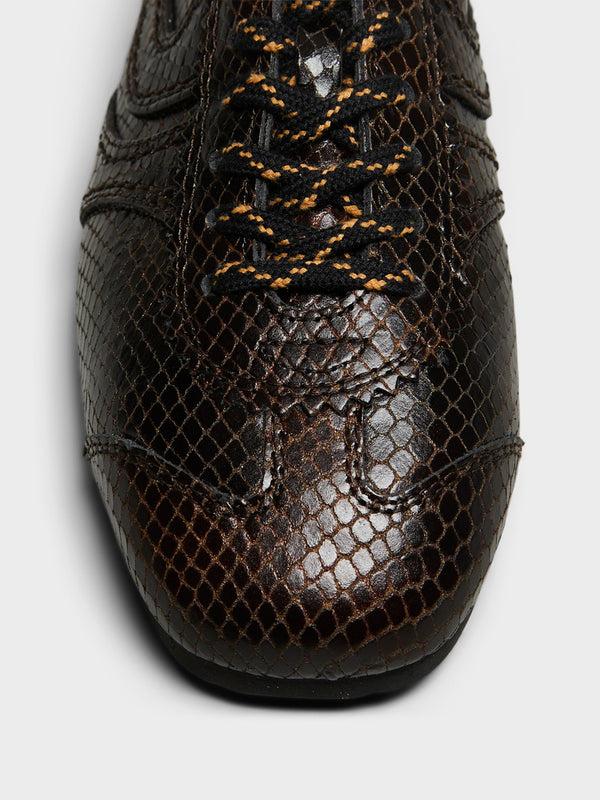 Stoy Dustin Snake-Embossed Leather Retro In Dark Brown