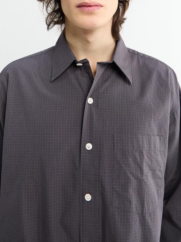 Stoy Executive Shirt In Mushroom Micro Check Poplin