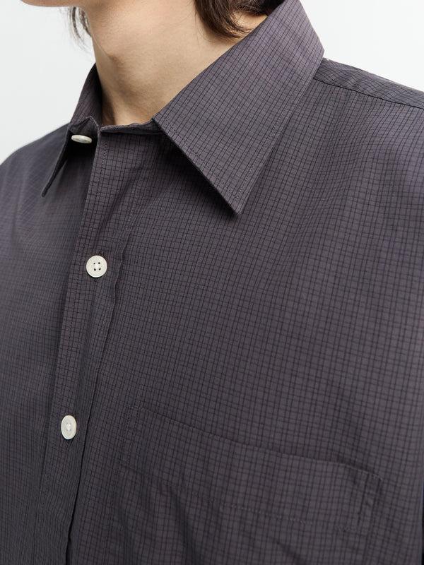 Stoy Executive Shirt In Mushroom Micro Check Poplin