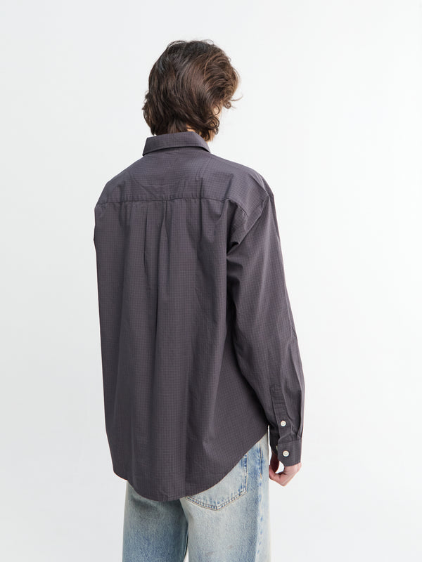 Stoy Executive Shirt In Mushroom Micro Check Poplin