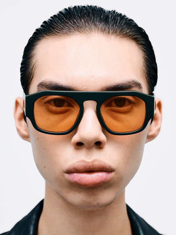 Stoy Flatlist X Sunflower Shade 02 Sunglasses In Forest Green And Solid Orange Lens