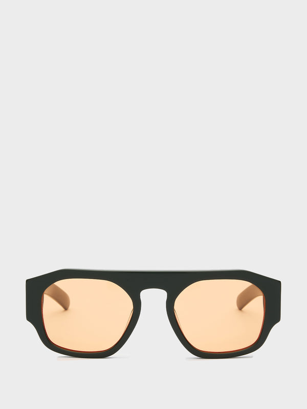 stoy Flatlist x Sunflower Shade 02 Sunglasses in Forest Green and Solid Orange Lens