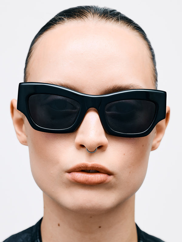 Stoy Flatlist X Sunflower Shade 03 Sunglasses In Solid Black And Solid Black Lens
