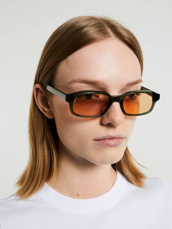 Stoy Hanky Sunglasses In Crystal Duck Green And Faded Orange Lens