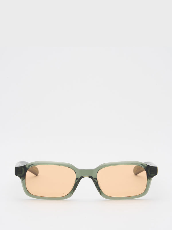 stoy Hanky Sunglasses in Crystal Duck Green and Faded Orange Lens