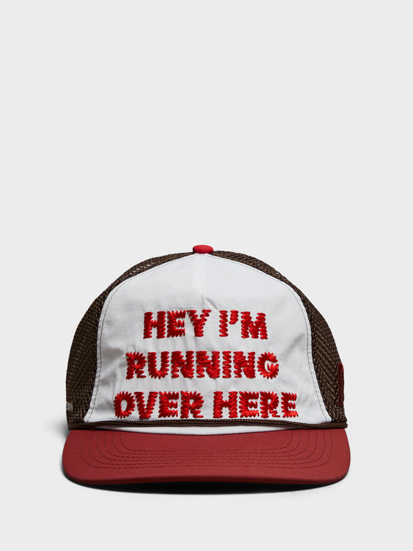 stoy Hey I'm Running Over Here Trucker Cap in Brown