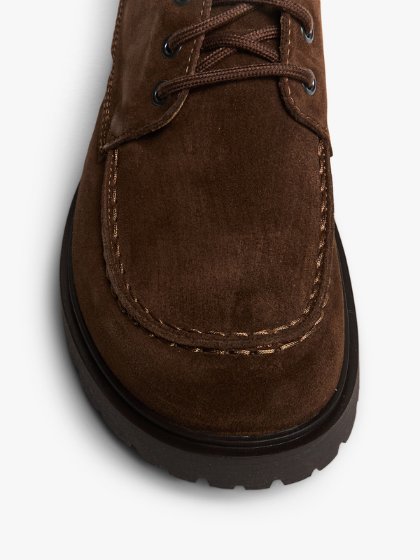 Stoy Highwood Moc Lace Low Suede Leather Shoes In Carafe