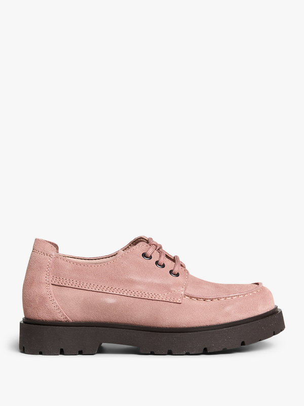 stoy Highwood Moc Lace Low Suede Leather Shoes in Pink Clay