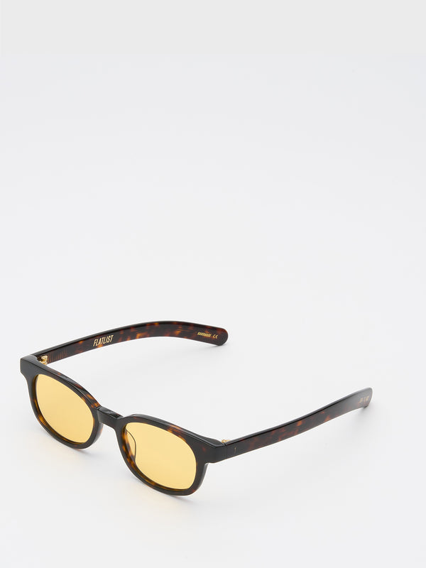 Stoy Le Bucheron Sunglasses In Dark Tortoise And Solid Yellow Lens