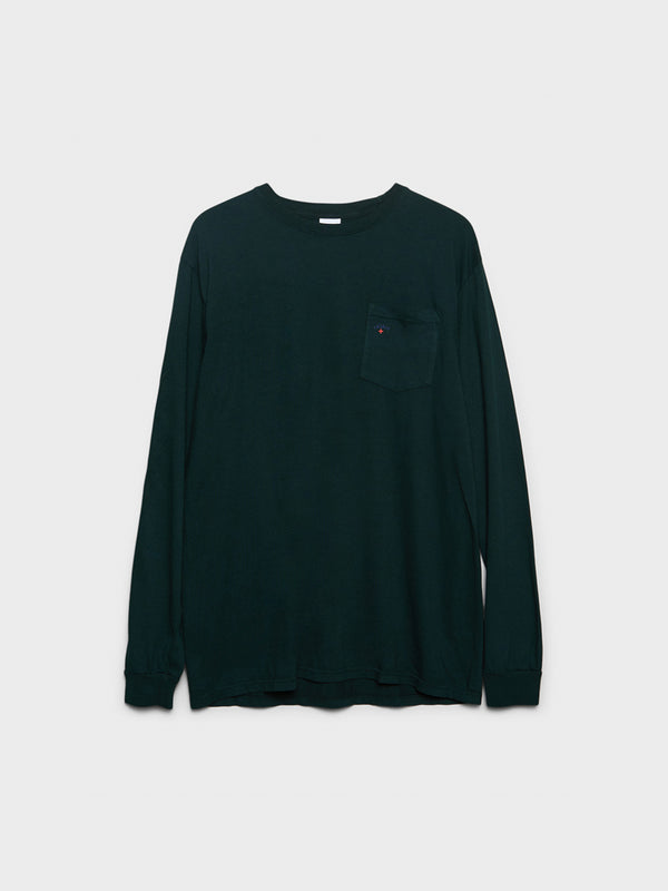 stoy Longsleeved Core Logo Polo T-Shirt in Forest Green