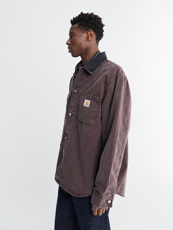 Stoy Mitch Canvas Shirt Jacket In Palisander And Black