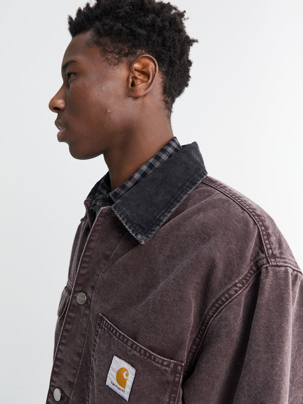 Stoy Mitch Canvas Shirt Jacket In Palisander And Black