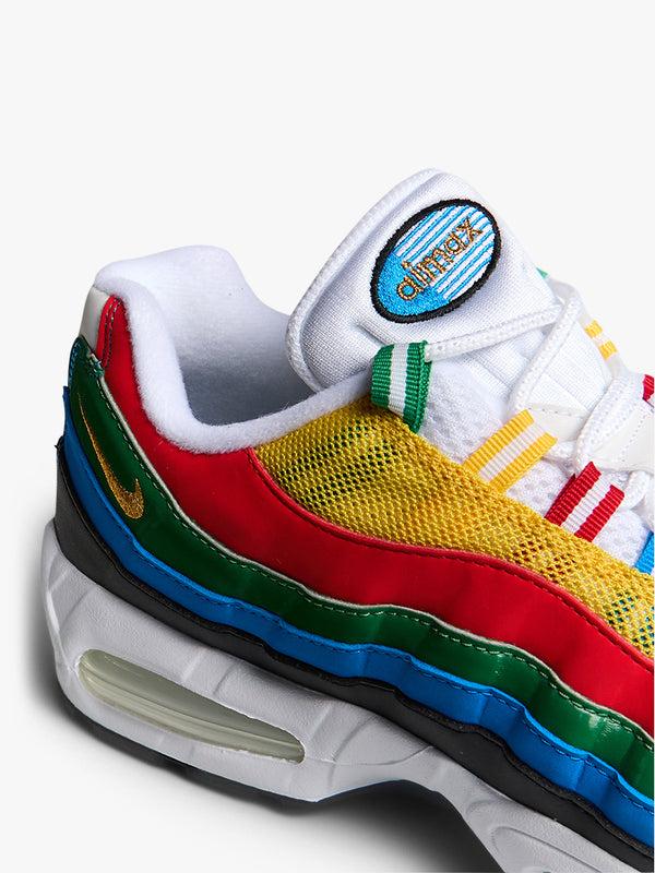 Stoy Nike Air Max 95 Big Bubble PRM In White Metallic Gold Red And Blue