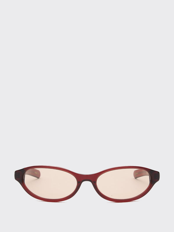 stoy Olympia Sunglasses in Crystal Burgundy and Solid Peach Lens