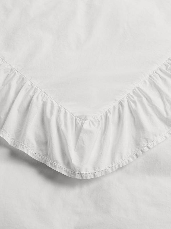 Stoy Percale Broderie Anglaise Double Duvet Cover In Broken White/Elodie