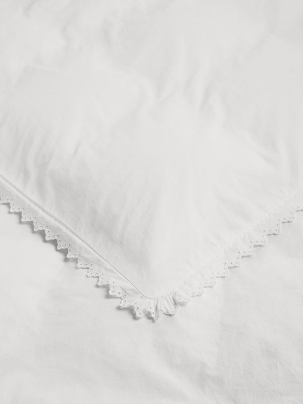 Stoy Percale Broderie Anglaise Double Duvet Cover In Broken White/Anaïs