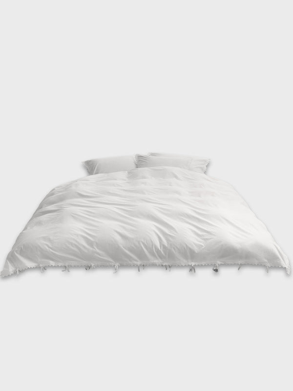 stoy Percale Broderie Anglaise Double Duvet Cover in Broken White/Anaïs