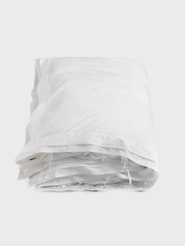 Stoy Percale Broderie Anglaise Double Duvet Cover In Broken White/Perle
