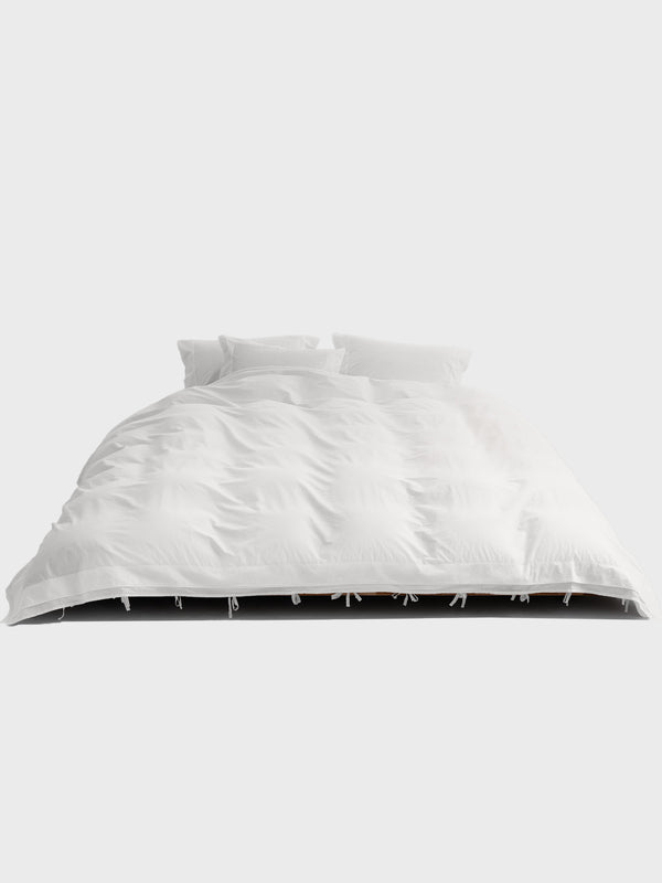 stoy Percale Broderie Anglaise Double Duvet Cover in Broken White/Perle