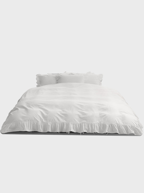 stoy Percale Broderie Anglaise Double Duvet Cover in Broken White/Elodie