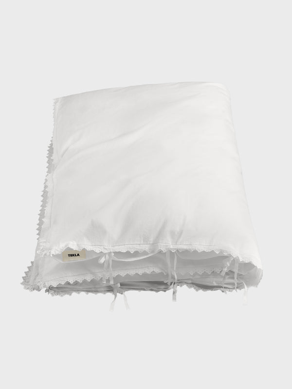 Stoy Percale Broderie Anglaise Single Duvet Cover In Broken White/Anaïs
