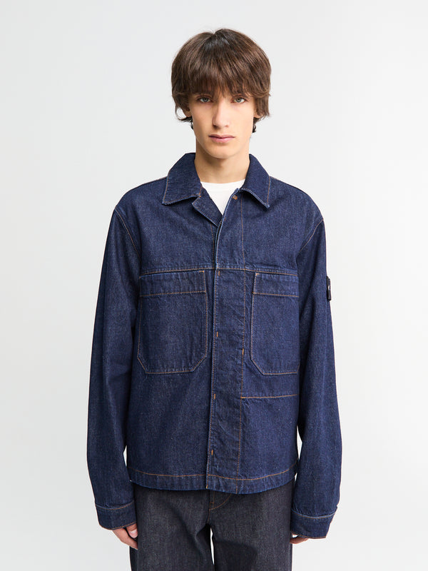 stoy Q100027 Indigo Denim Rinsed Jacket in Blue Rinse