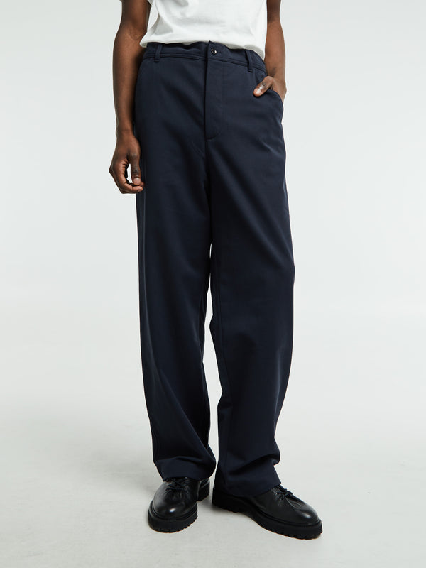 Stoy Ragnar Cotton Wool Twill Trousers In Dark Navy