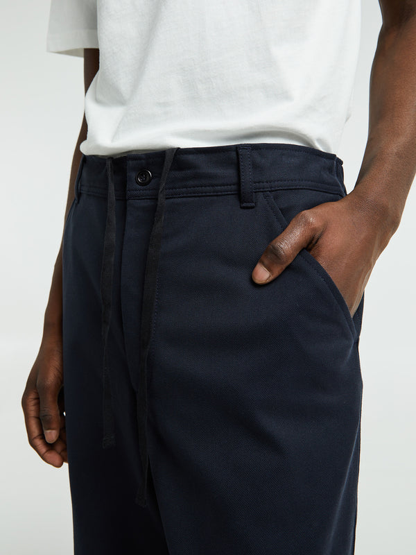 Stoy Ragnar Cotton Wool Twill Trousers In Dark Navy