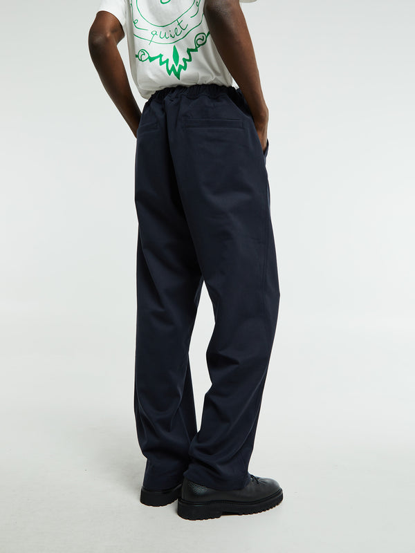 Stoy Ragnar Cotton Wool Twill Trousers In Dark Navy