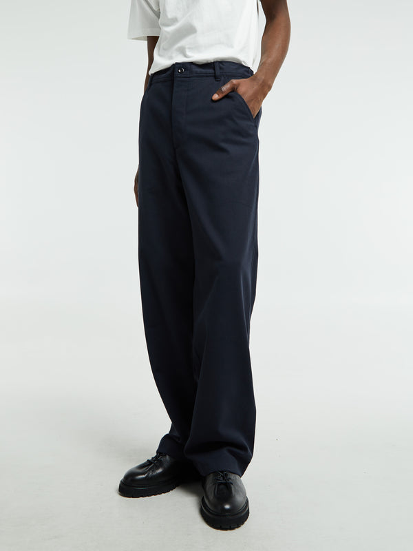stoy Ragnar Cotton Wool Twill Trousers in Dark Navy