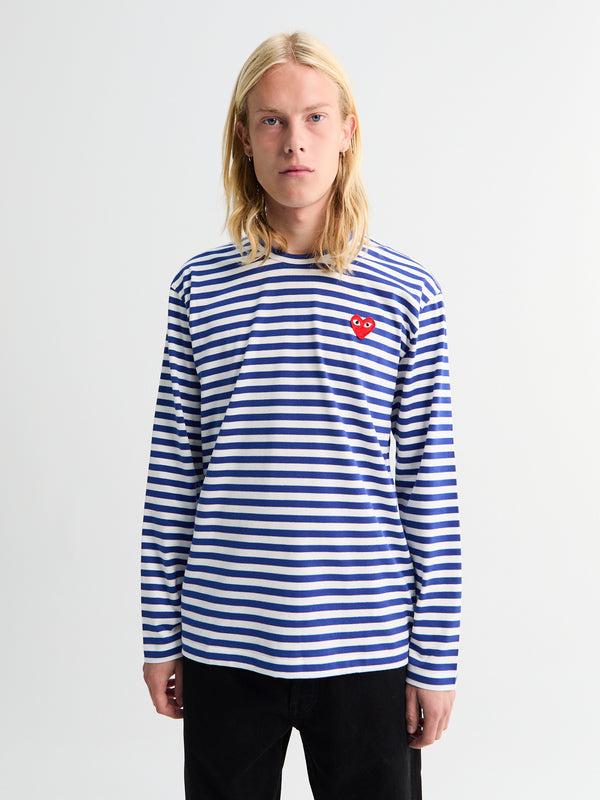 stoy Red Heart Longsleeved T-Shirt in Navy and White